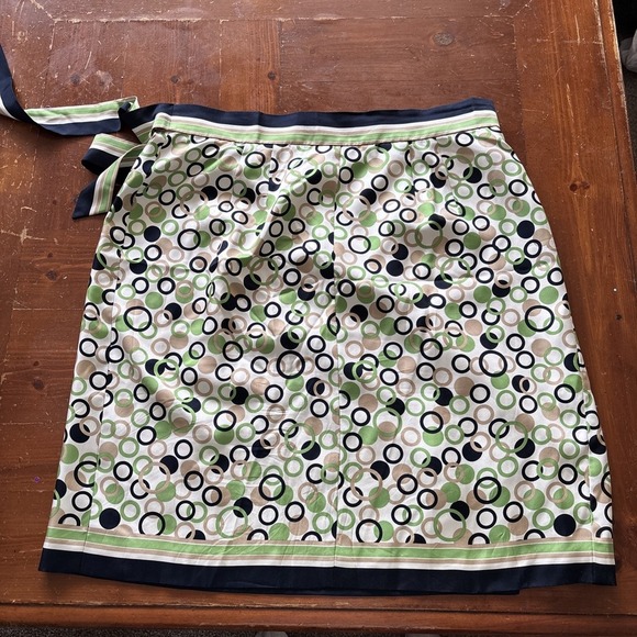 Talbots Vintage Pure Silk Floral Skirt Y2K Geometric Wrap  Lined Size 16 - Picture 3 of 4
